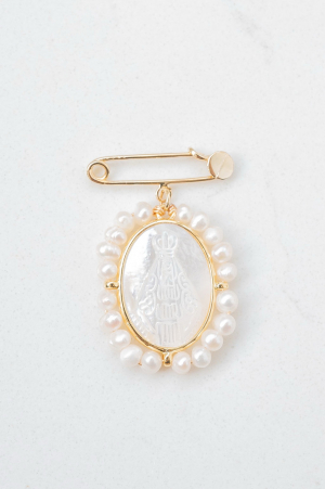 Imperdible Virgen de Suyapa Nacar y Perlas